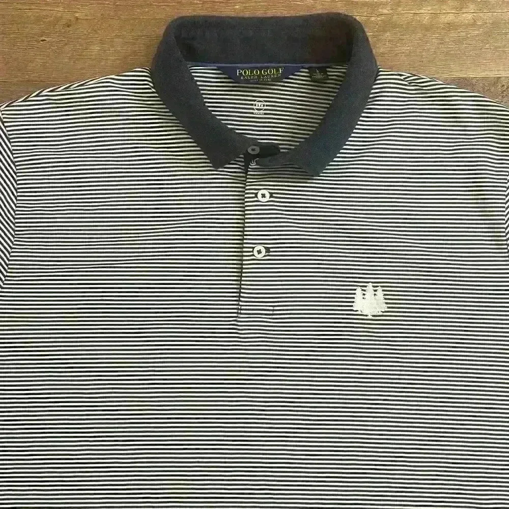 Polo Golf Performance Ralph Lauren Moisture Wicking Blue Striped Men's Sz L